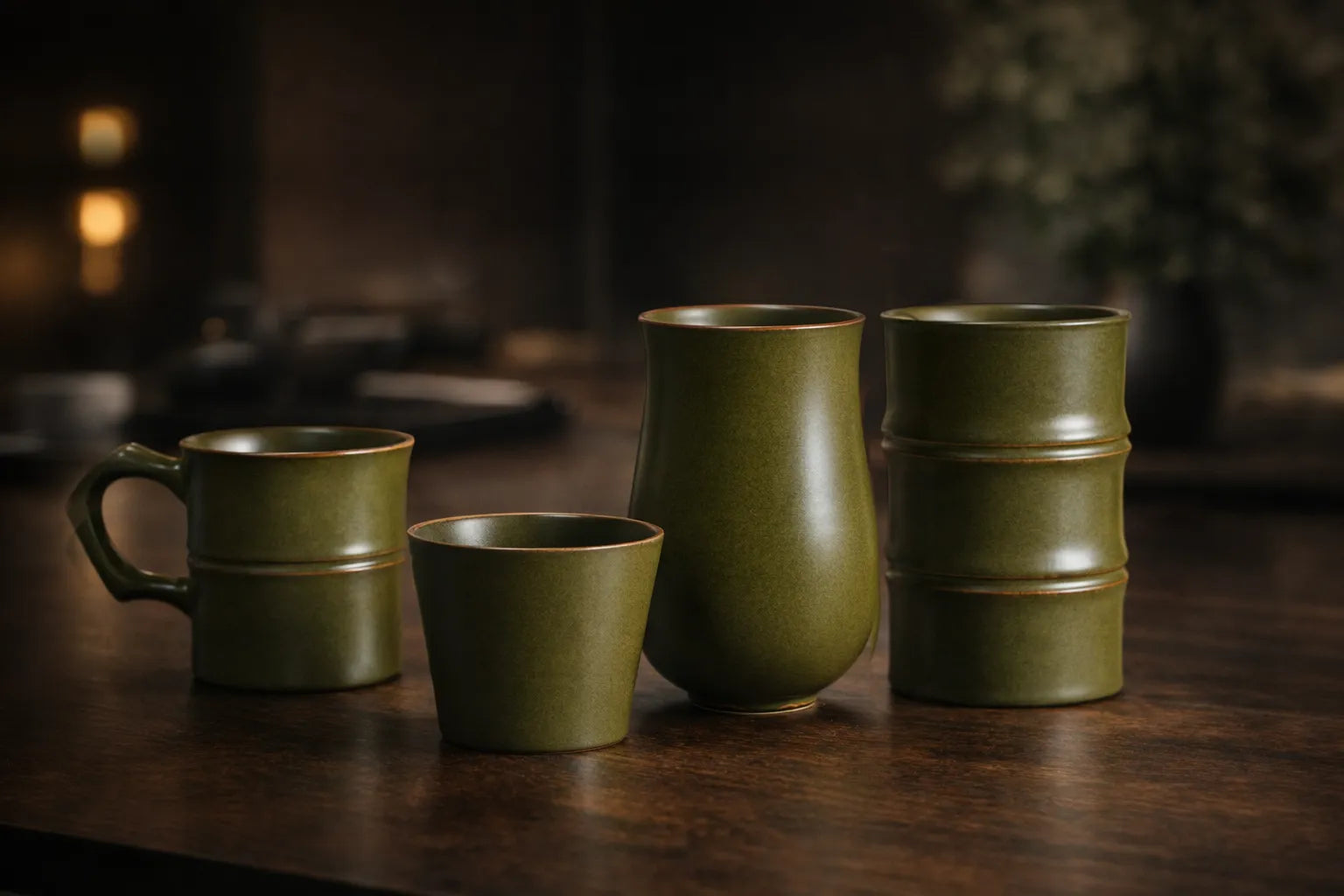 SaraGaia Hourglass Porcelain Cup in Tea-Dust mineral glaze - Handmade in Jingdezhen