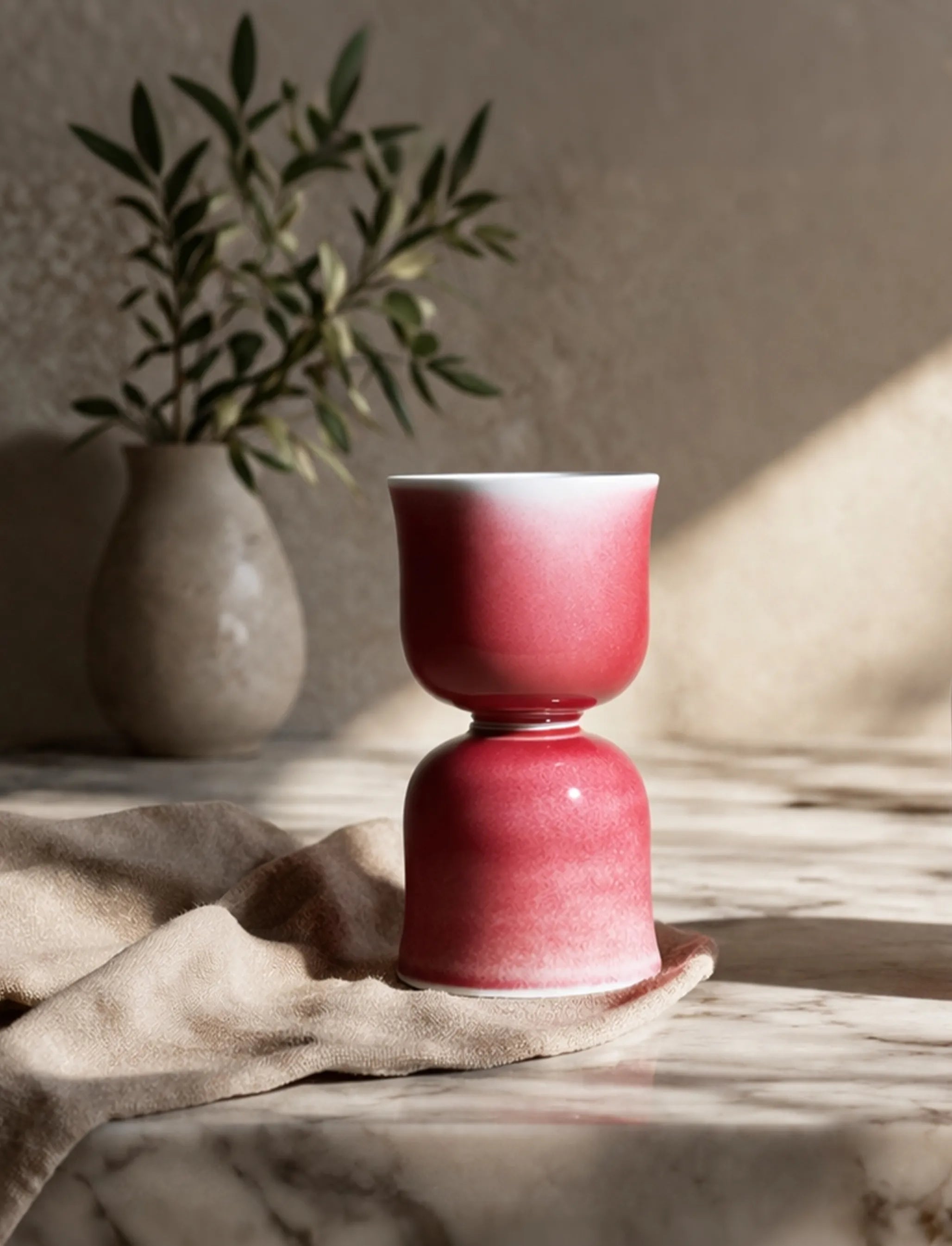 Rose-Tinted Palm Porcelain Cup