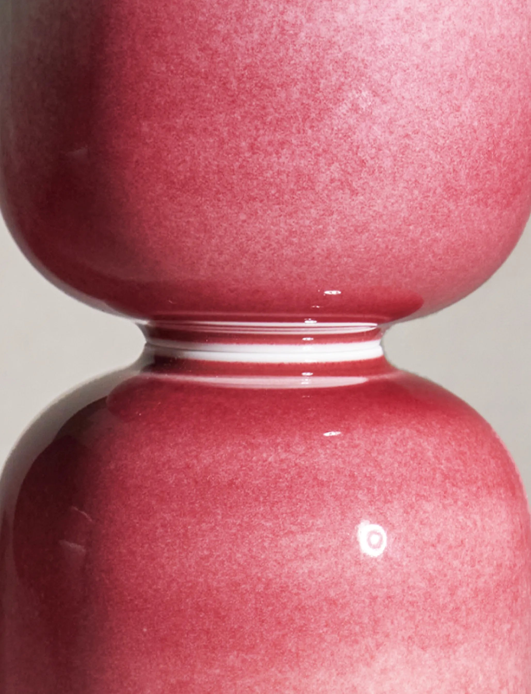 Macro shot: SaraGaia peach blossom glaze. Elegant red to white gradient.