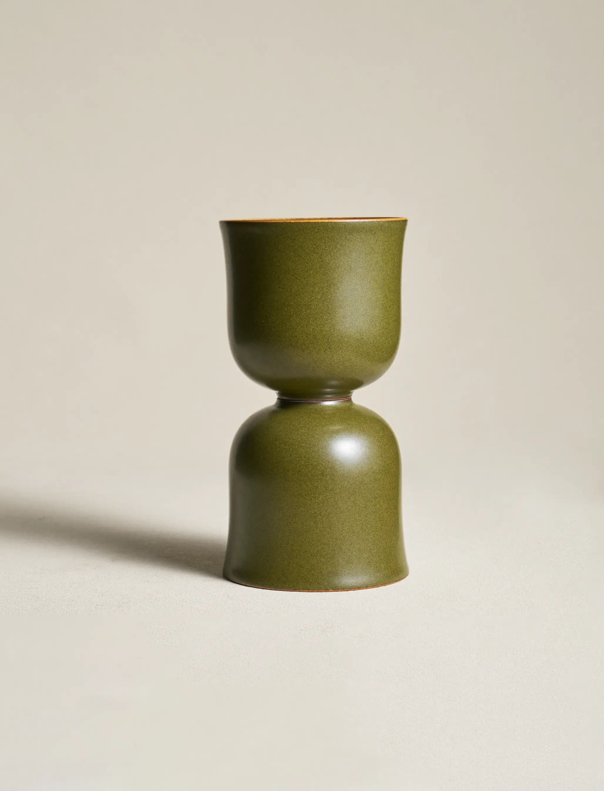 SaraGaia modular vase in Tea-Dust glaze. Artistic stackable design.
