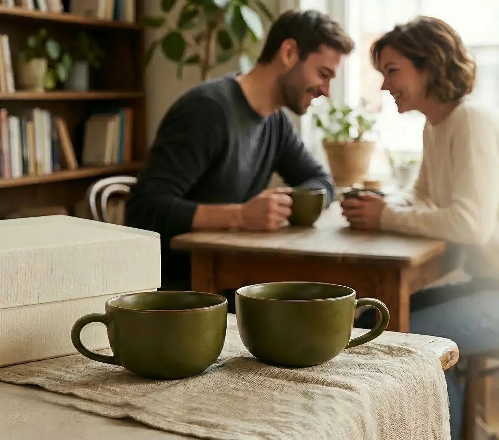 SGS certified lead-free Tea-Dust Glaze mugs, perfect for a safe and healthy family morning coffee ritual. High-fire porcelain ensures zero chemical leaching into hot beverages.