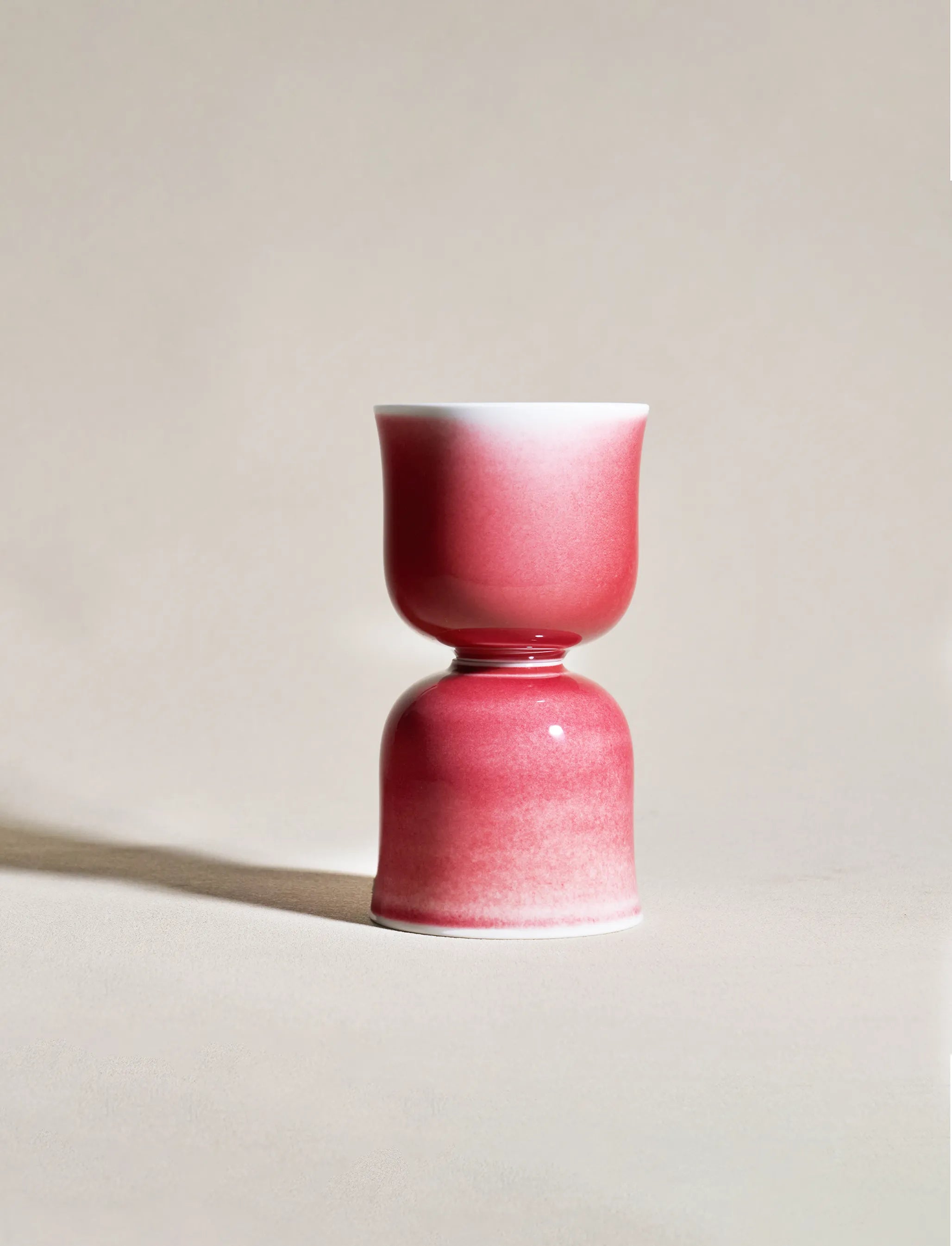 SaraGaia modular stackable vase in Peach Blossom glaze. Artistic design.