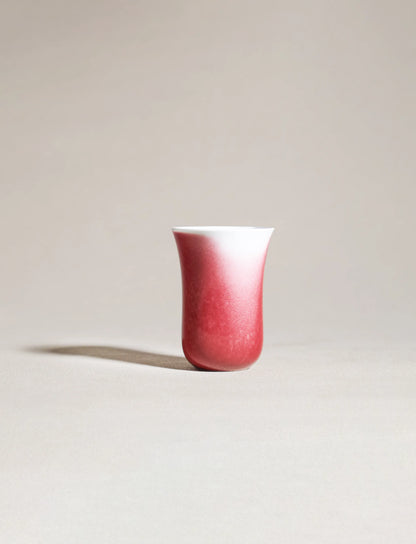 SaraGaia Peach Blossom Glaze tall cup. Hand-thrown Jingdezhen porcelain.