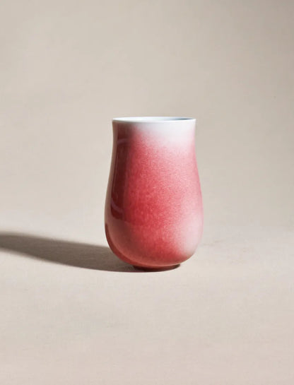 SaraGaia Peach Blossom Glaze tulip cup. Hand-thrown Jingdezhen porcelain.