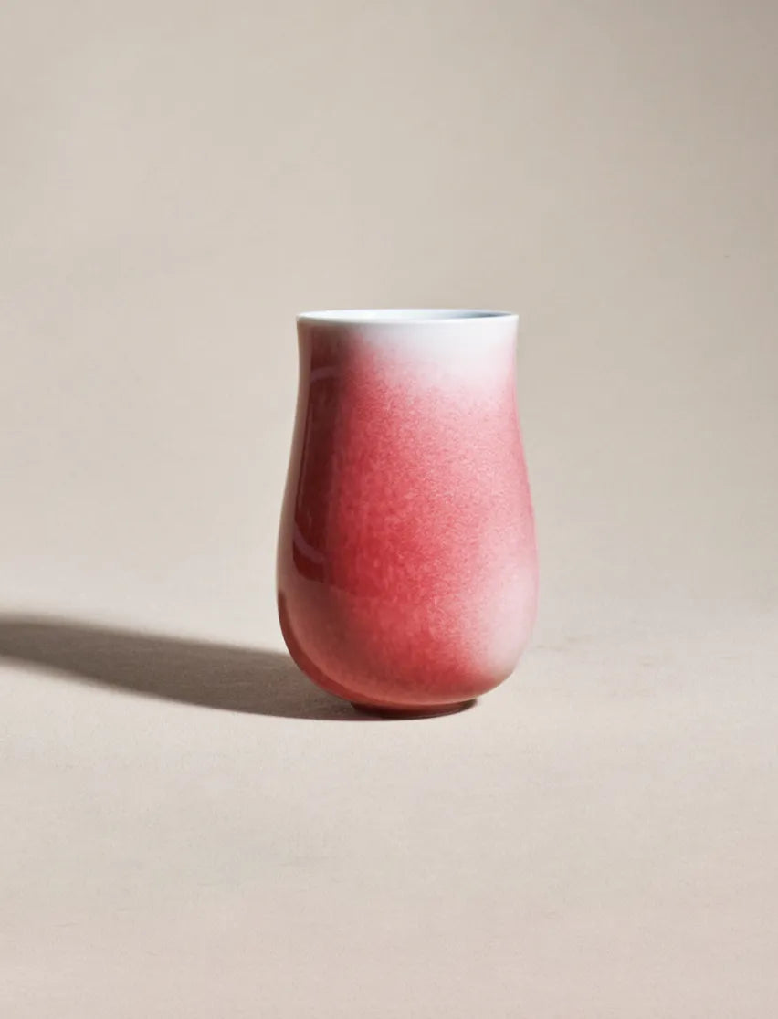SaraGaia Peach Blossom Glaze tulip cup. Hand-thrown Jingdezhen porcelain.