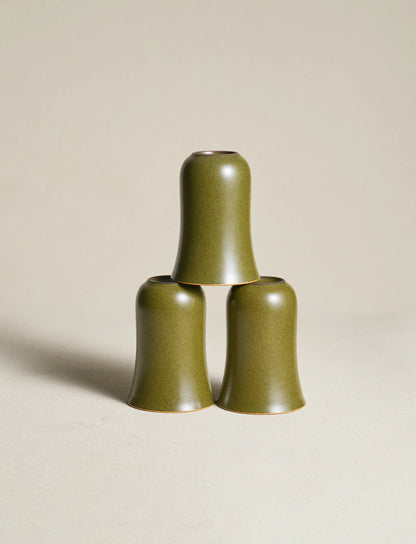 Three SaraGaia tall tasting cups stacked. Unique mineral glaze finish.